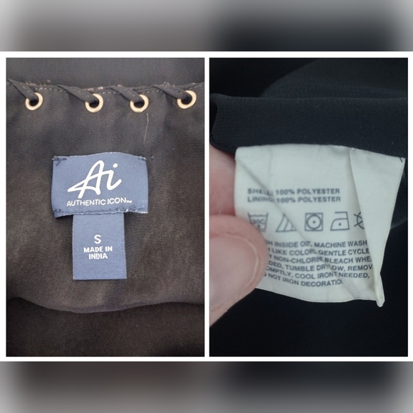 Authentic Icon Black and Brown Sleeveless Sheath Mini Dress Size Small - Picture 4 of 4